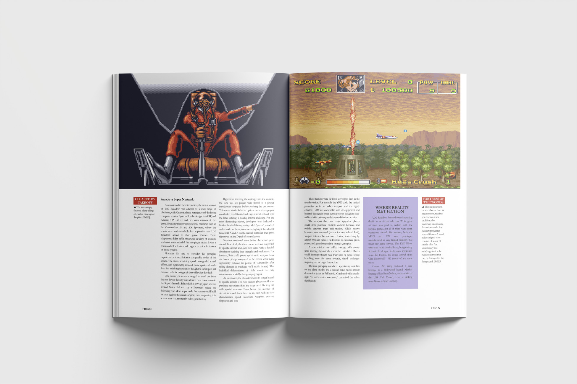 Big N Nintendo dedicated magazine sample page Un Squadron Area 88 Super Nintendo