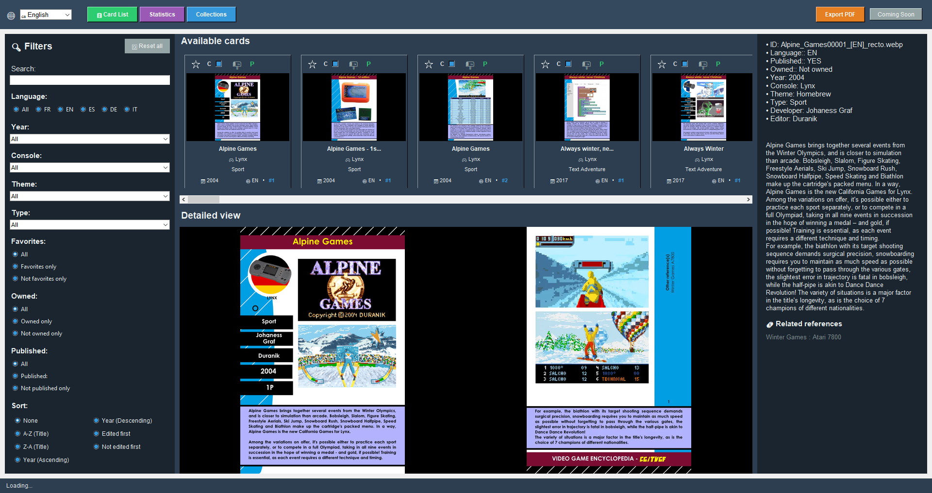 The Video Game Fans Cards Manager sample 1